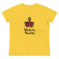 Calaveras or Sugar Skull Dancing Woman -  Midweight Cotton Tee